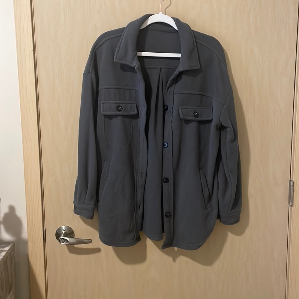Gray fleece button up